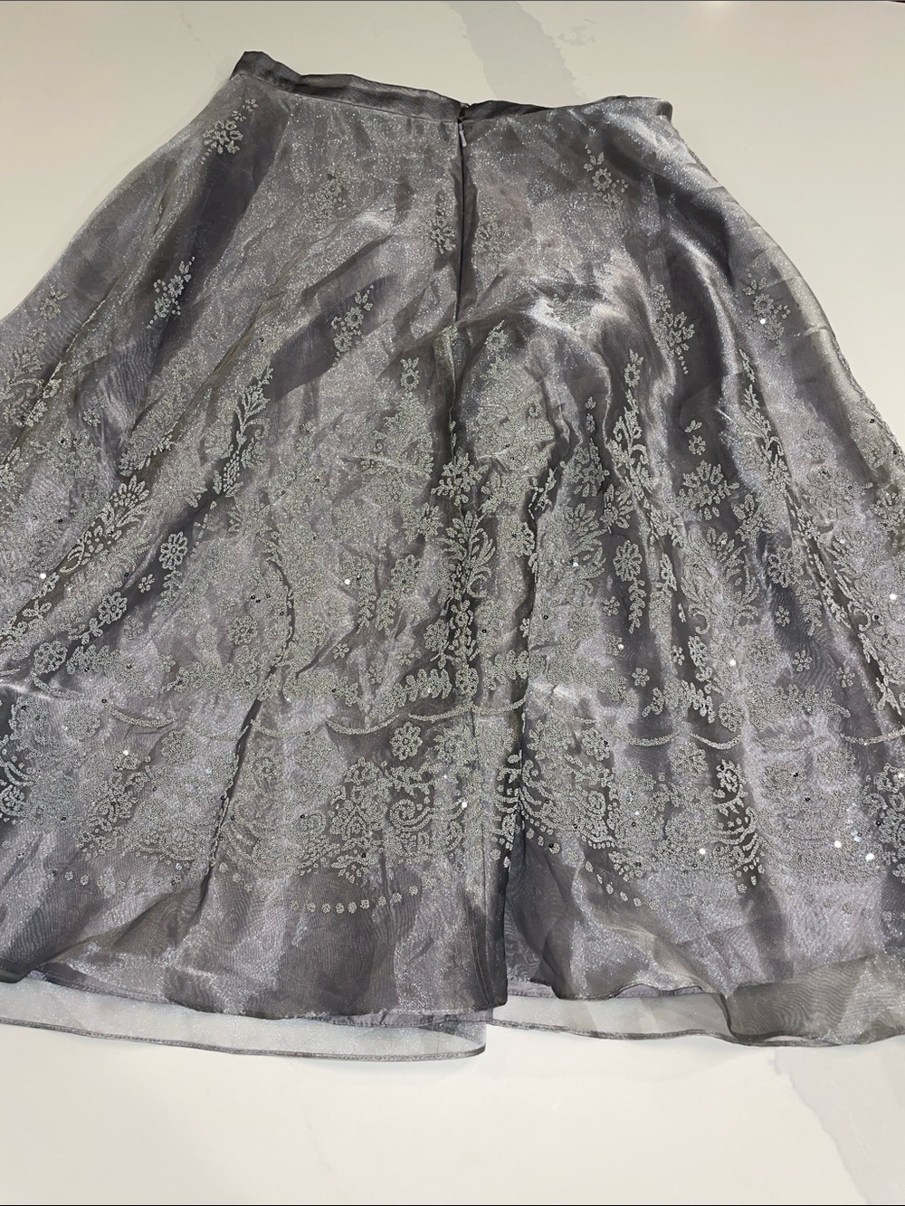 Whimsigoth Fairycore Vintage beaded satin and sheer Cachet skirt M - Picture 5 of 10